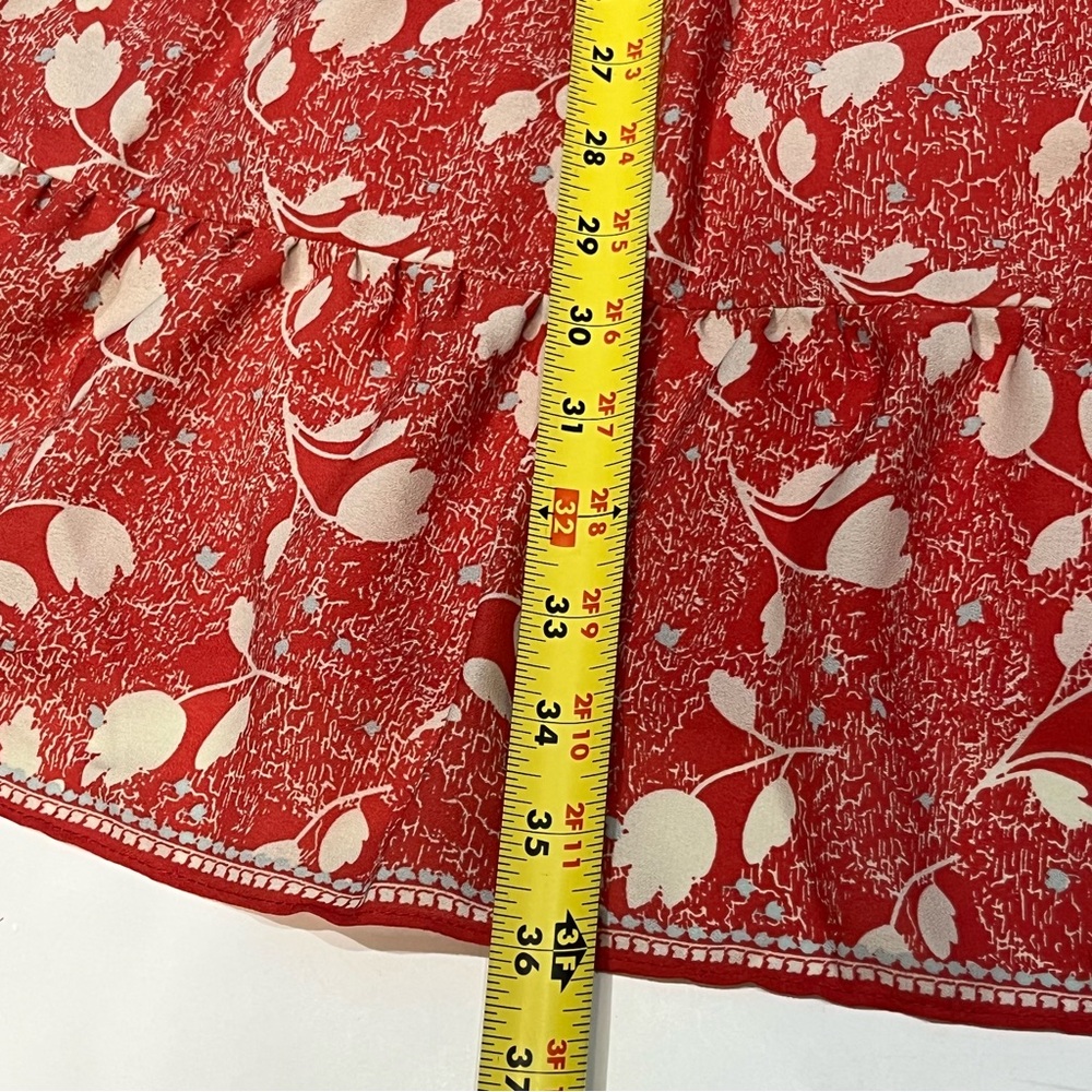 Max Studio Red Floral Smocked Fit Flare Dress Flutter Sleeve Women Small 9912D52 - Picture 16 of 16